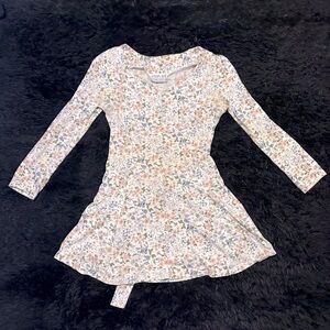 Vintage 90s cotton pearl button floral feminine tie waist skater dress